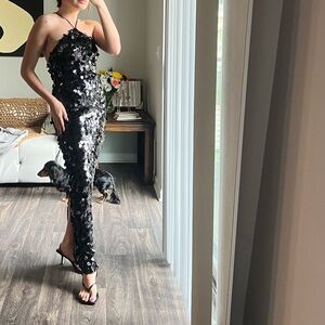 Meshki April Sequin Halter Maxi Dress